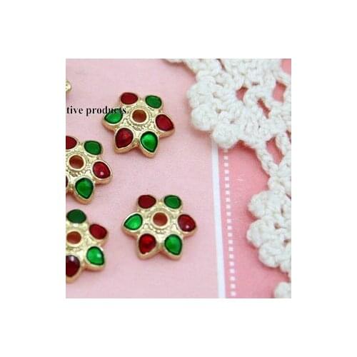 10pcs Petals Bead Caps Enamel Cloisonne Metal Golden Plated Jewelry Findings For Bracelet end bead Jewelry Making DIY fg4d