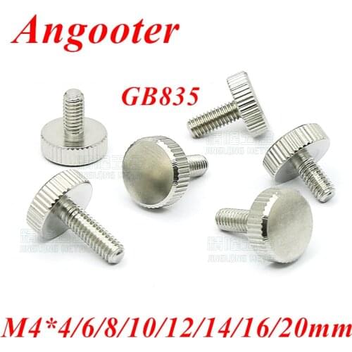 10pcs M4 Thumb Screw GB835 M4*5/6/8/10/12/16/20mm Knurling Flat head knurled thumb screw Hand Tighten computer case screws