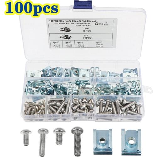 100/160pcs M4/M5/M6/M8 U Nuts Speed Clip Fastener Assorted Kits 304 Stainless Steel U-Shaped Clip Nut For Motorcycle Car Clamps