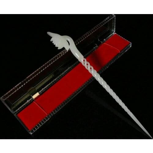 100% Exquisite Natural White Jade Hand carved Hollowed lotus Hairpin