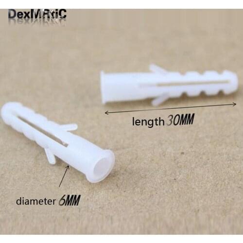 200pcs m6*30mm plastic expansion screws nylon bulge anchor rubber plug anti-skid plastic expansion tube plastic casing