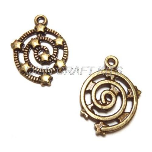 200pcs Star Celestial Swirl Charm Bronze Tone Zinc Alloy Pendant Charm Antique Plated Zinc Alloy galaxy star 18mm