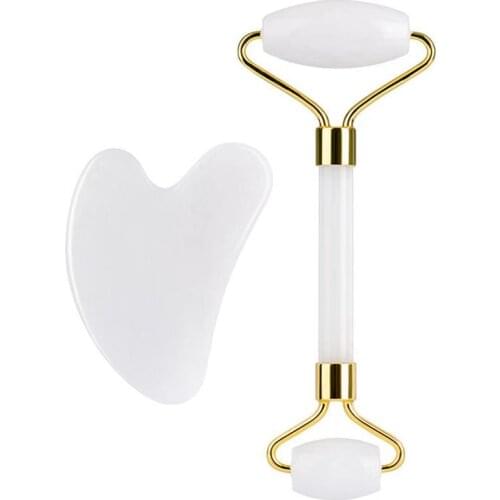 2021 Hot Face Massage Jade Roller Gua sha Board Natural Stone Crystal Slimmer Lift Wrinkle Anti Aging Beauty Care Slimming Tools