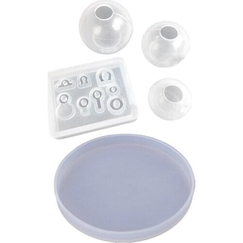 4Pcs Transparent Ball Pendant Resin Mold Set Silicone Mold (Molds Only) & 1X DIY Resin Coaster Storage Box Molds B