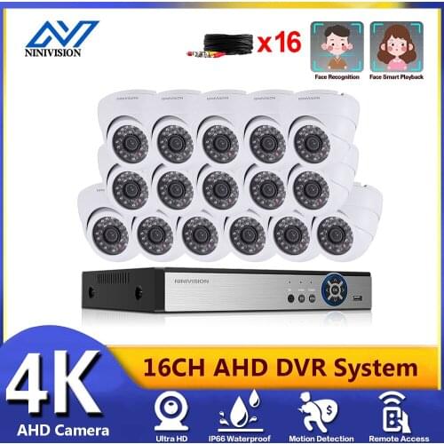 4K AHD DVR CCTV System 8MP IR Night Vision In/Outdoor IP66 Waterproof Camera 16CH 6IN1 DVR Kit Remote View Motion Detection