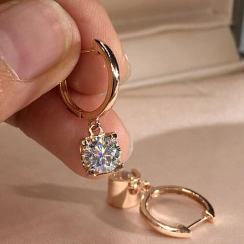A750 18K Gold A pair of Earrings 2CT D Color Moissanite Earrings For Women MH002
