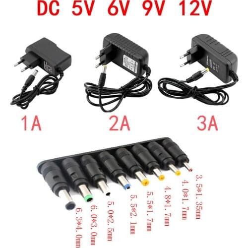 Power Adapter 100-240V DC5V 6V 9V 12V 1A 2A 3A, Universal Wall Socket 6W Maximum 5.5X2.5mm,with 8 Outlets