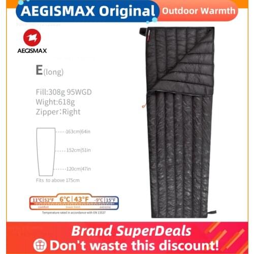 AEGISMAX E Camping Sleeping Bag Ultralight White Goose Down 3 Season Envelope Type High Quality for Hikers Outdoor Sleeping Bag