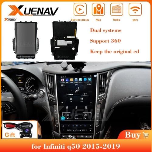 13.6 Inch Car radio tape recorder head unit multimedia player For Infiniti Q50 2015 2016 2017 2018 2019Car Radio Vertical Screen