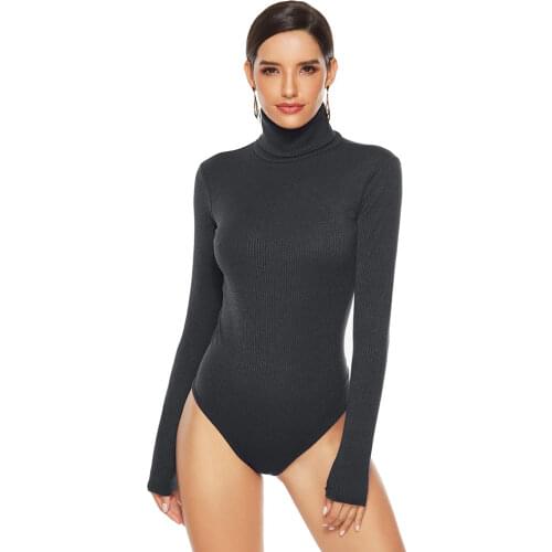 Plus Size 5XL Bodysuit Long Sleeve Turtleneck Casual Solid Warm Basic Woman Body Fall Winter High Neck Sheer Bodysuits Slim Tops