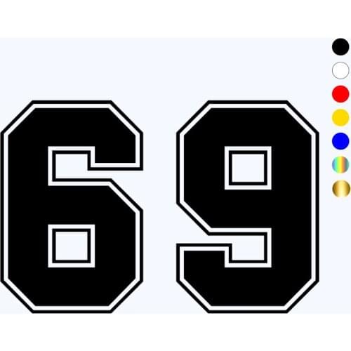 CK3232#figure Number 69 reflective funny car sticker vinyl decal waterproof car auto stickers silver/ black for bumper