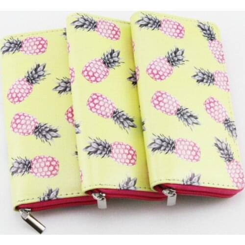 Pink Pineapple Fruit PU Long Wallet Leather Cartoon Wallet Women Fashion Phone Hand Bag for Teenagers Purses Dropshopping
