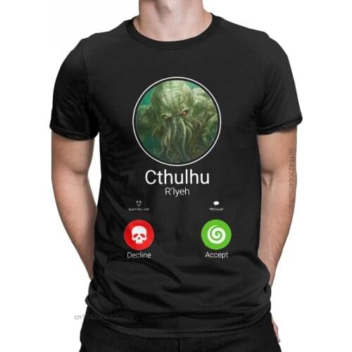 Mens Call Of Cthulhu Lovecraft T Shirt Cotton Camisa Streetwear Leisure Round Collar Tees Harajuku Men Clothing T-Shirt