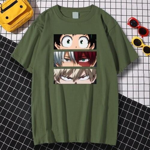 Cotton Japan Anime My Hero Academia T Shirt Harajuku Brand Mens Tee Shirts Design Loose Short Sleeves Lesiure T-shirt