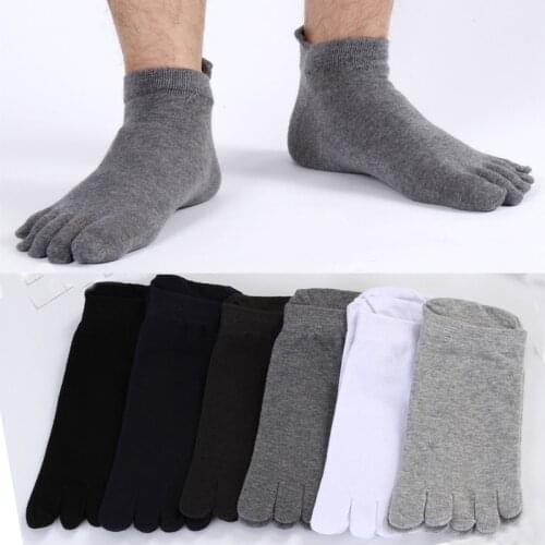 Men Cotton Toe Socks Solid Color Five Fingers Ankle Socks for Boys Black White Low Cut Socks Breathable Casual Socks Medias Sox