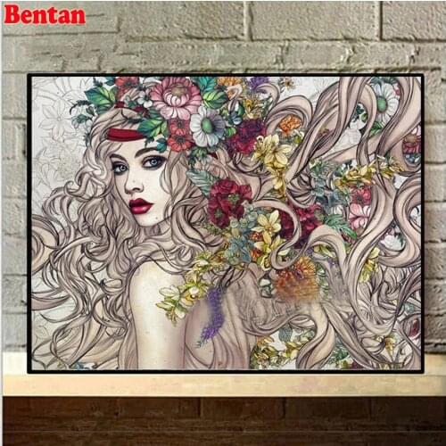 Yaobo 5D Diy Diamond Painting Full square Round Drill Fantasy Flower Fairy Girl Embroidery Beads Cross Stitch Mosaic Home Deor