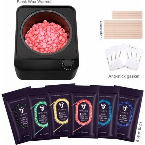 Wax Dipping Pot for Depilation Hair Removal Wax Heater Depilatory Warmer Machine Spa Melt Burner with 6 Waxing Beans for Bikini