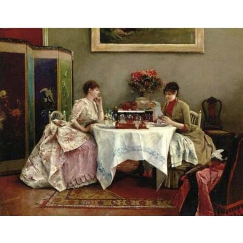 Classic Portrait Canvas Oil Painting for Home Decor Julius LeBlanc Stewart An Interesting Letter Young Woman Girl Hand Painted