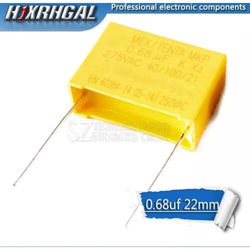 1pcs 0.68uF capacitor X2 capacitor 275VAC 680NF Pitch 22mm X2 Polypropylene film capacitor 0.68uF hjxrhgal