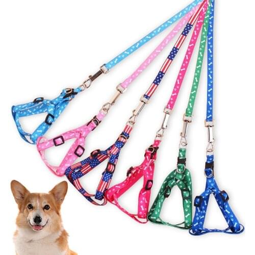 Dog Cat Harness Leash Adjustable Reflective Harness Leash Collar for Cat Small Dog Outdoor Walking Chihuahua Terier