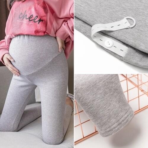 3062# Maternity Clothes Cotton Stretch Solid Color Maternity Leggings Adjustable Elastic Waist Pencil Pants