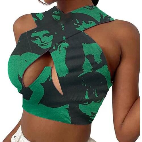 Y2K Harajuku Gothic Tank Top E-girl Aesthetic Sleeveless Cropped Tee Punk Style Vintage Printed Mini Vest Women Summer Camisole