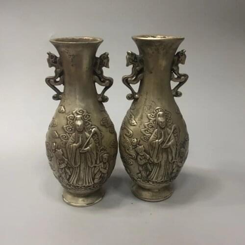 MOEHOMES tibet fane silver fo Guanyin Kwan-yin statue vase home decoration metal crafts