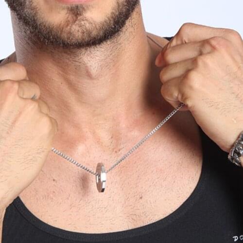 Stainless steel Barbell piece Steel color necklaces mens Barbell Pendant Male gold chain Necklace Pendant sports male accessorie
