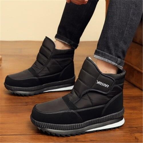 Size 39-46 47 Winter Men Ankle Boots with Fur Warm Plush Snow Boots Male Casual Work Shoes Waterproof Non-slip Outdoor Booties