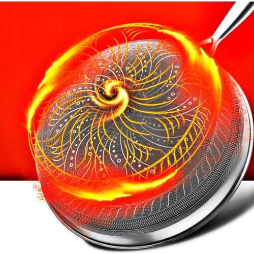 Germany 304 pot wok household smoke-free non-stick stainless steel induction cooker gas stove special cooking smoke-free