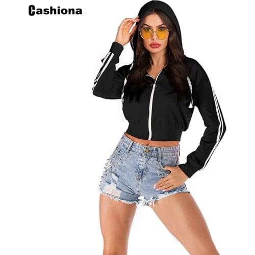 2021 New Spring Autumn Sweatshirt Fashion Women Clothing Long Sleeve Casual Hoodie Crop Top Pullovers Femme Zipper Streetwear