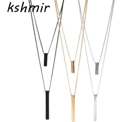 Wholesale fashion accessories factory direct sales. Delicate. Joker three-dimensional rectangular double necklace