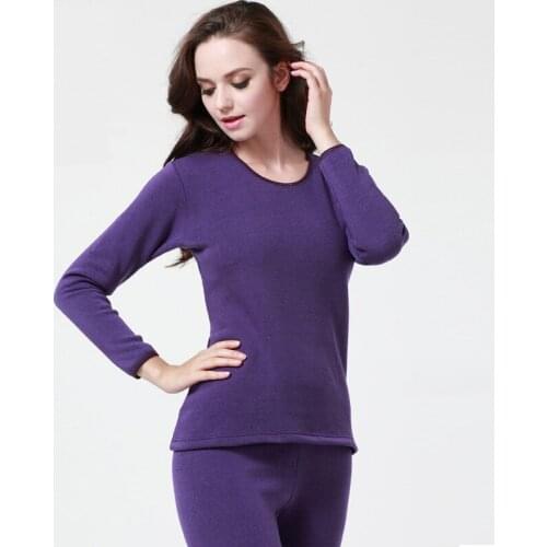 Autumn And Winter Love Hot Clothing Set Solid Color O Neck Crew Neck Mens WOMENS Thick Plus Velvet Thermal Underwear