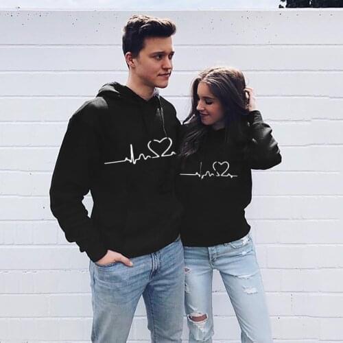 Couple Hoody Sweatshirt Mens And Womens Valentines Day Heart Print Loose Pullover Hooded Sweatshirt Hoodies Hoodie 2020 Hot