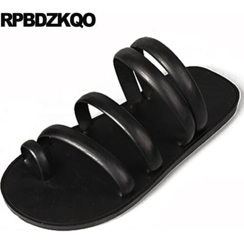 Men Gladiator Sandals Summer Large Size Famous Brand Water Plus Toe Loop Shoes 46 Roman Strap Black Waterproof 2019 Flat Rubber