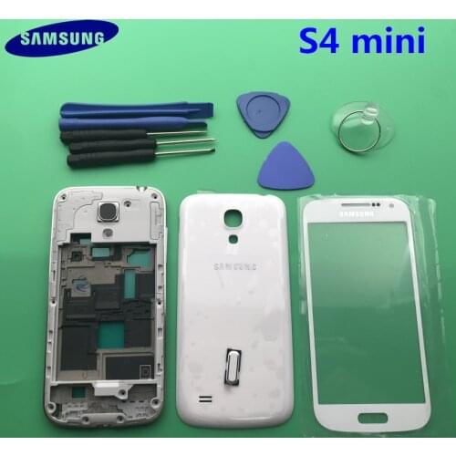 Replacement Full Housing Cover Case + Screen Glass Lens+Tools + Buttons For Samsung Galaxy S4 Mini i9190 i9195 Black/White