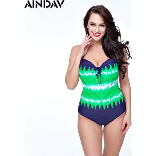 Brand New One Piece Swimsuit Plus Size Swimwear Women Vintage Retro Green Bathing Suits Beach Wear Swimming Suit for Large Bust