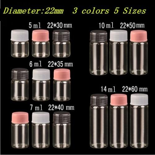 22*30*14mm 5ml Glass Jars With Plastic Cap Transparent Empty Glass Bottles Jars Containers 100pcs/lot