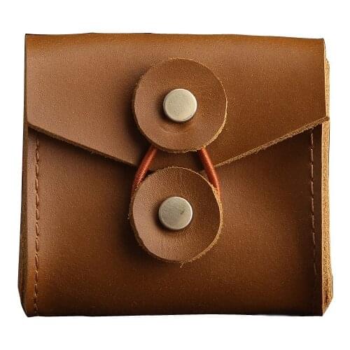 Retro Cow Leather Pouch Mini Digital Electronic Accessories Travel Storage Bag For U Disk SD Card USB Data Cable Power Bank