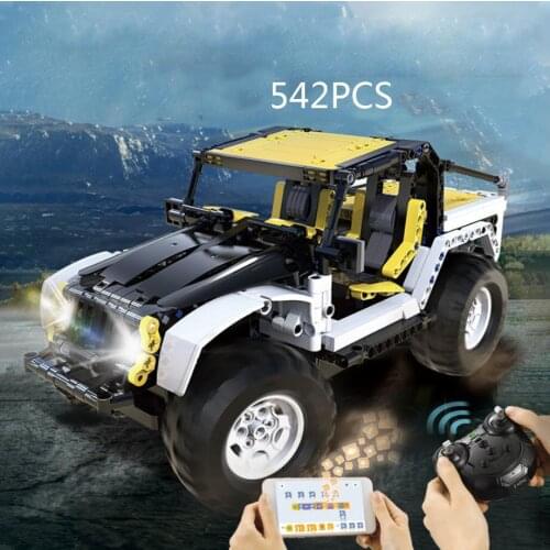 Technical 2.4Ghz radio Remote control car building block Jeeps Pickup truck orv model app rc vehicle toys collection for boys
