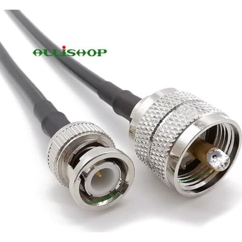 UHF PL-259 Male Plug to BNC Male Plug LMR195 Antenna Extension Cable for Vehicle CB Radio Ham Radio Two Way Radio FM Transmitter