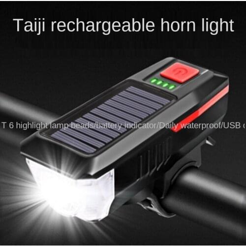 Bicycle lights, solar headlights, horn lights, night riding, USB rechargeable headlights, bicycle glare flashlights
