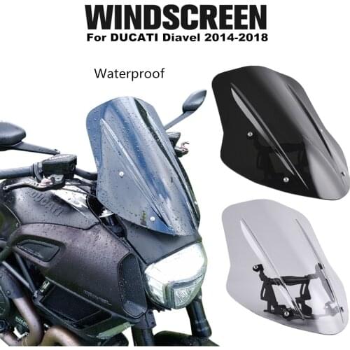 For Ducati Diavel 2014 2015 2016 2017 2018 Motorcycle Windscreen Windshield Deflector Shield Screen With Bracket Black Smoke