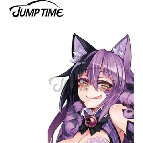 Jump Time 13 x 12cm For Monster Cat Girl Car Stickers and Decals Occlusion Scratch Vinyl Waterproof Bumper Windows Decor