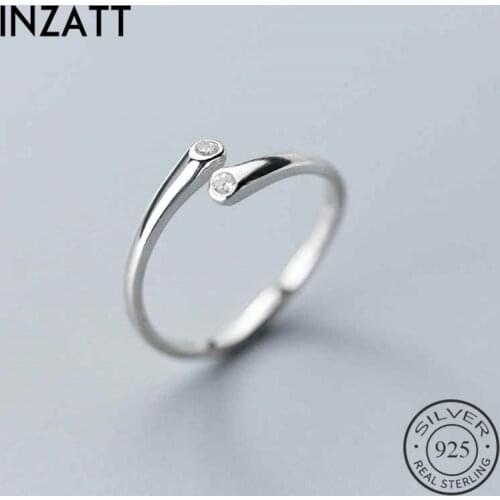 INZATT Real 925 Sterling Silver Minimalist Zircon Ring For Fashion Women Party Cute Fine Jewelry Accessories Romantic Gift