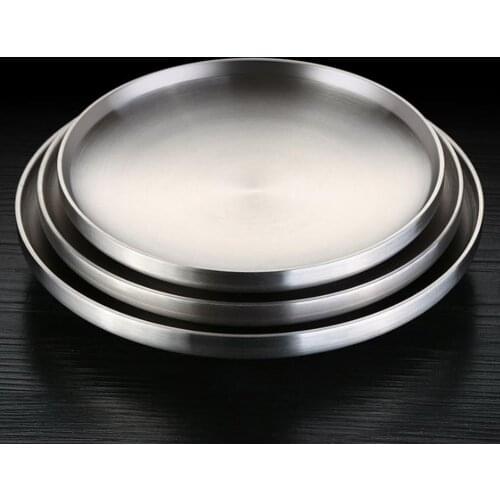 1Pcs Steak Western Plate 304 Stainless Steel Plate Pasta Steak Western Plate Home Breakfast Dessert Cake Fruit Flat Plate