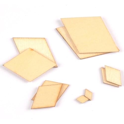 50pcs Mix Parallelogram Wooden Scrapbooking Carft For Handmade Home Embellishments DIY Wood Circle Decoration 10-50mm M2199