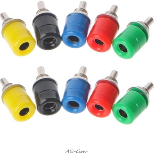 10 Pcs/set 5 Color 4mm Female Banana Plug Socket Connector Binding Post Audio Terminal Nickel-plated 33mm Length