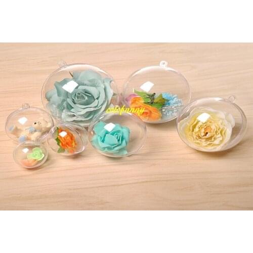 200pcs/lot 4cm 5cm 6cm 7cm 8cm 10cm Christmas Trees Hanging Ball Decorations Transparent Plastic Clear Ornament Party Supplies