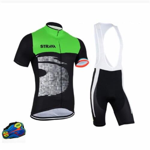 2021 Custom STRAVA Mens Cycling Jersey and Bib Shorts Set / Plain Cycling Uniform With Bib Short , Breathable Short Sleeve Suit